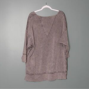 Free people reversible fleece distressed tunic sweatshirt